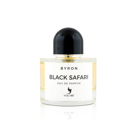Byron Black Safari perfume bottle on a white background