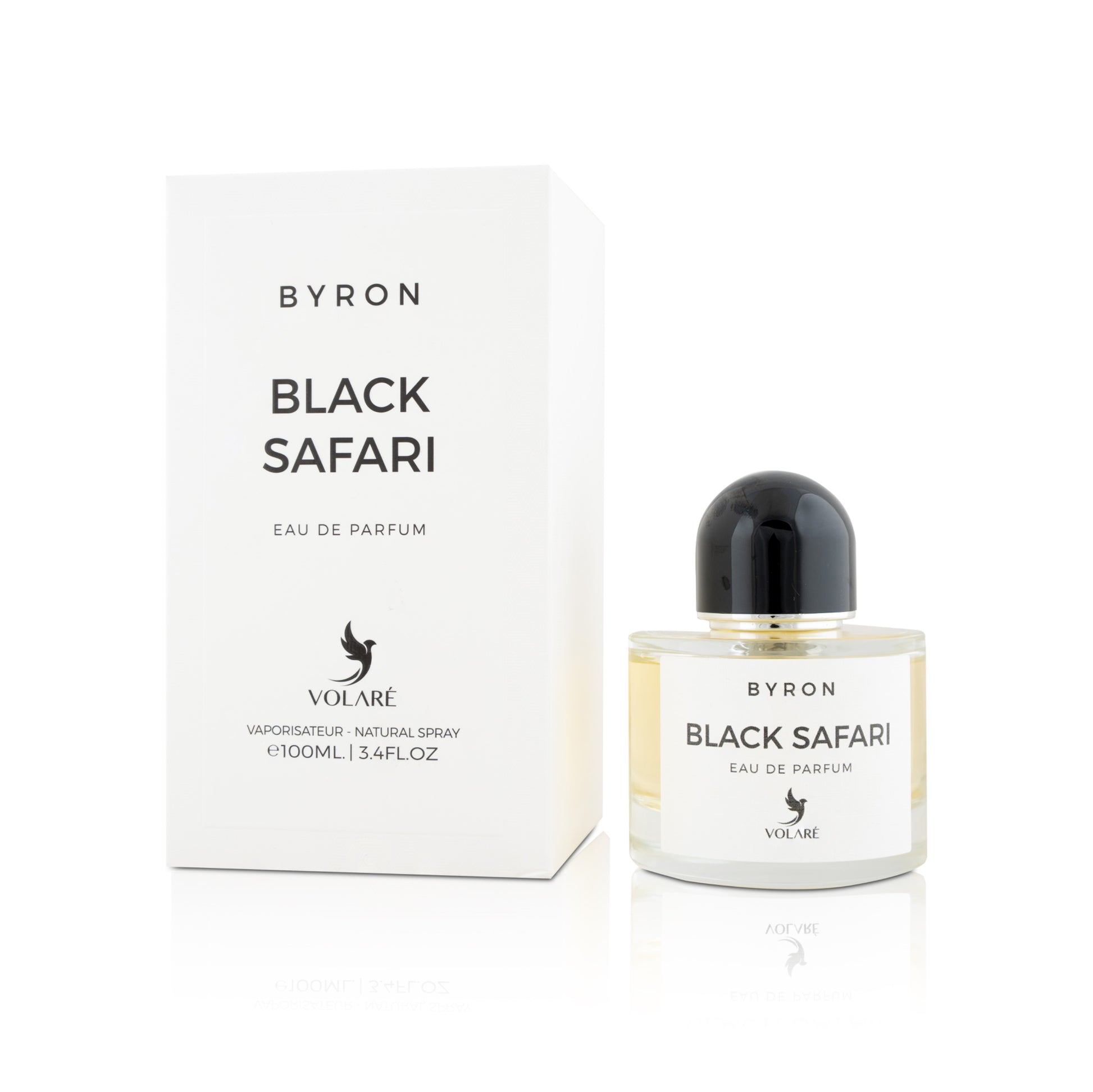 Byron Black Safari perfume bottle and packaging on a white background
