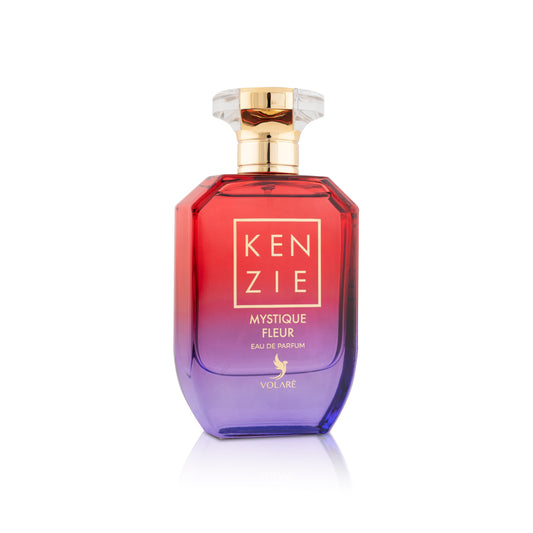 Kenzie Mystique Fleur perfume bottle with gradient design on a white background