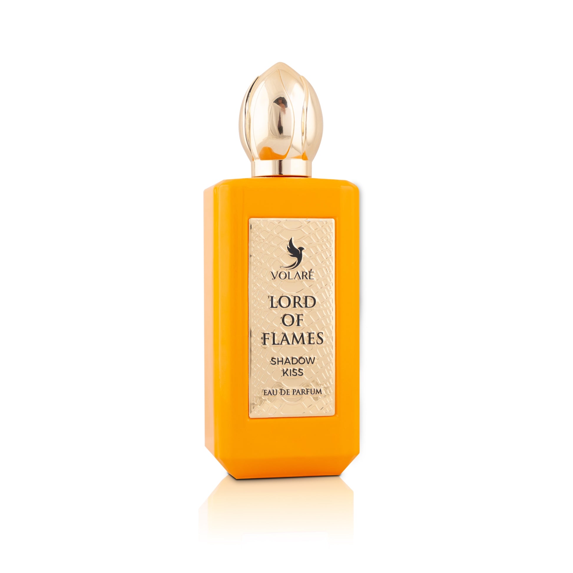 Perfume bottle labeled 'Lord of Flames' by Volare on a white background