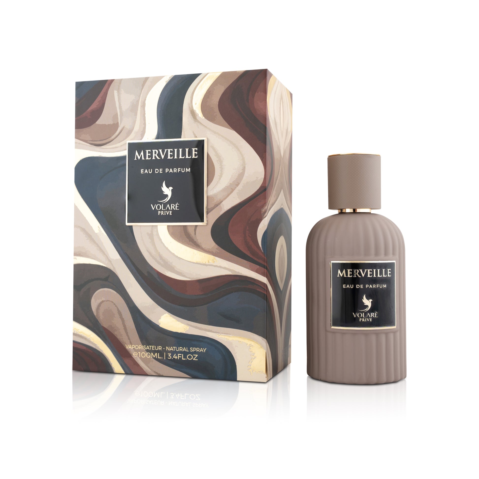 Merveille perfume bottle and packaging on a white background