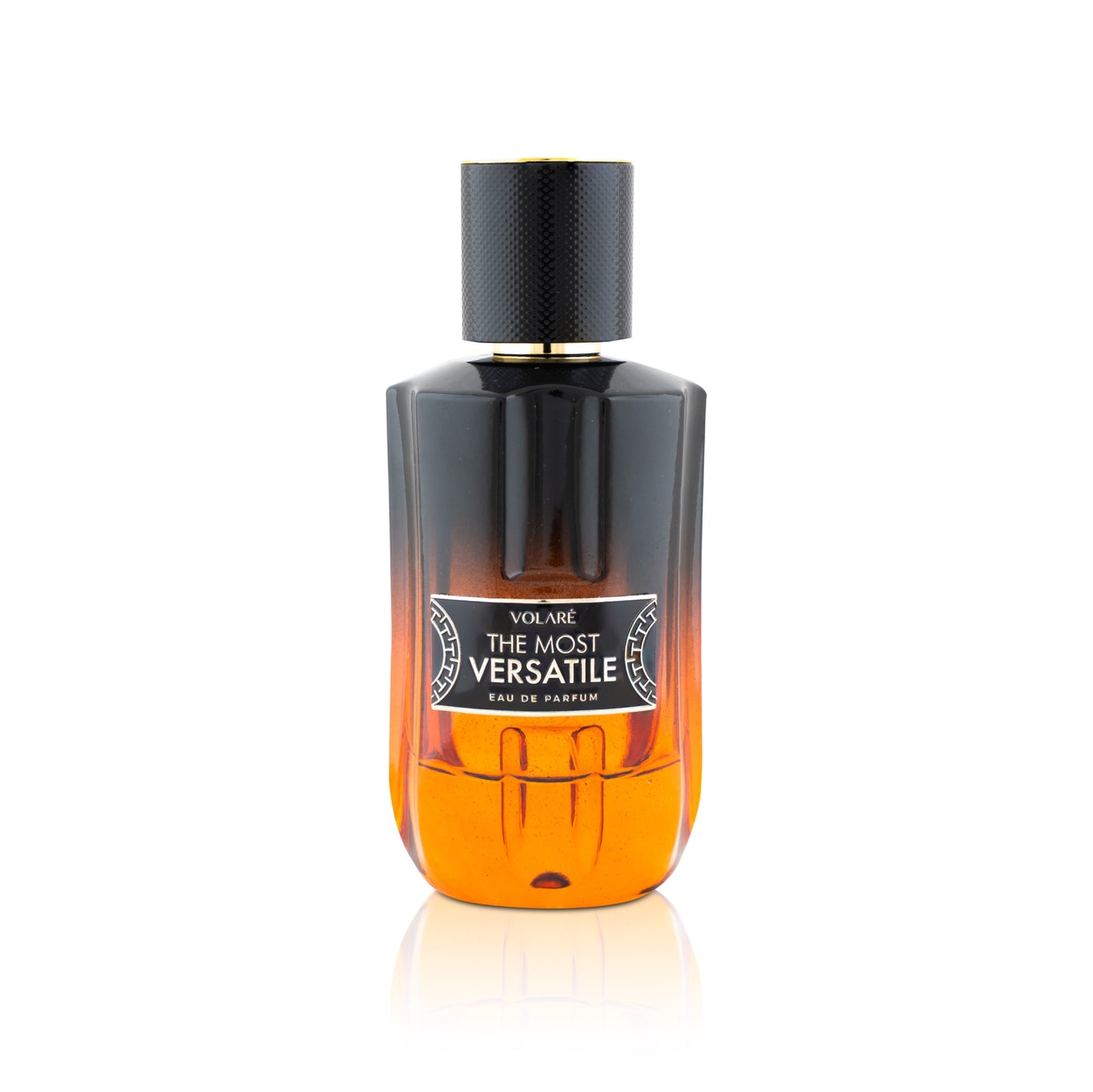Perfume bottle labeled 'The Most Versatile' by Volare on a white background