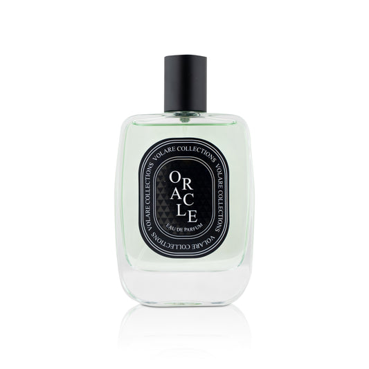 Perfume bottle labeled 'Oracle' on a white background