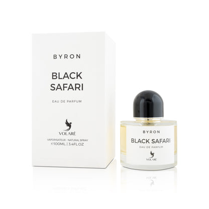 Byron Black Safari perfume bottle and packaging on a white background