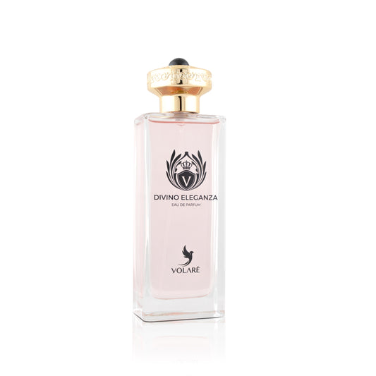 Perfume bottle labeled 'Diving Eleganza' by Volare on a white background