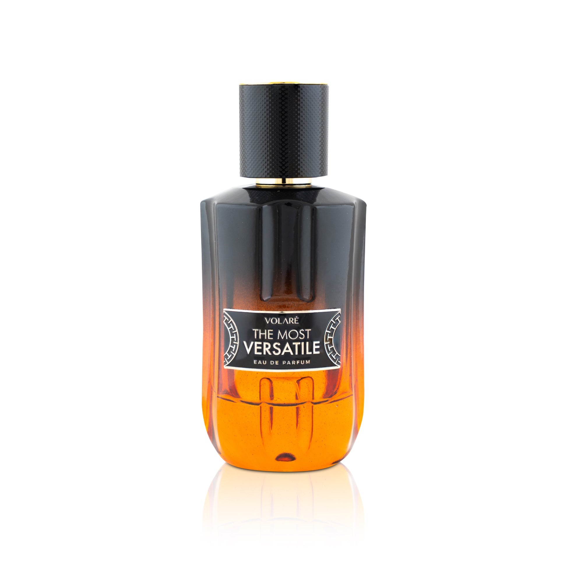 Perfume bottle labeled 'The Most Versatile' by Volare on a white background